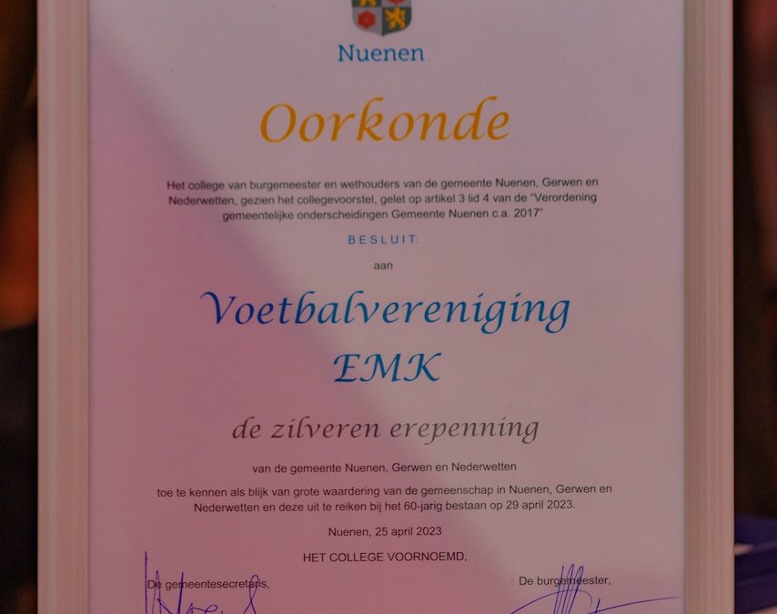EMK 1963-2023 / Zilveren erepenning